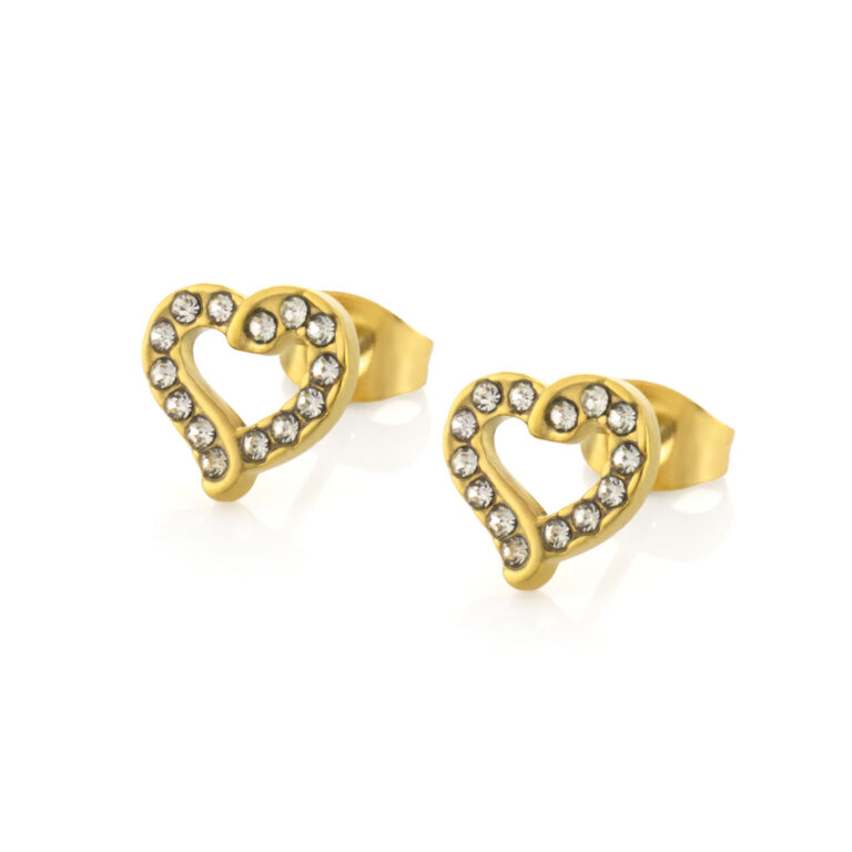 Pendiente mujer dorado corazon con brillante
