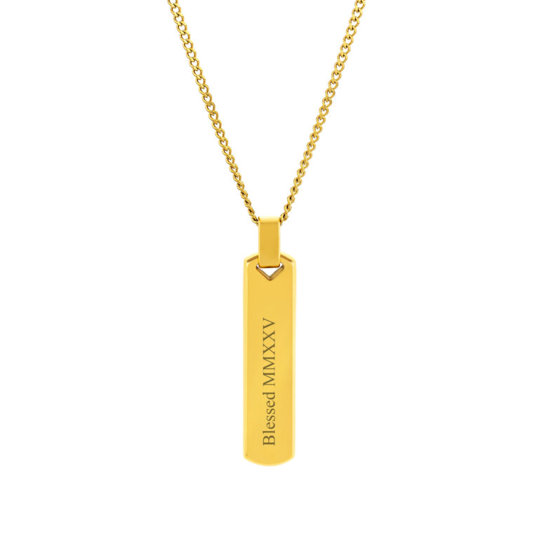 collar para hombre dorado Boston con placa personalizale