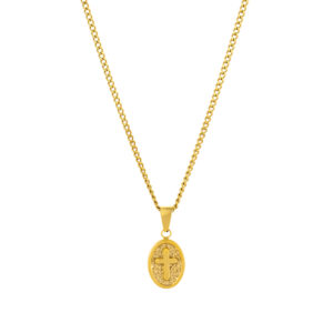 collar hombre dorado con medalla con cruz