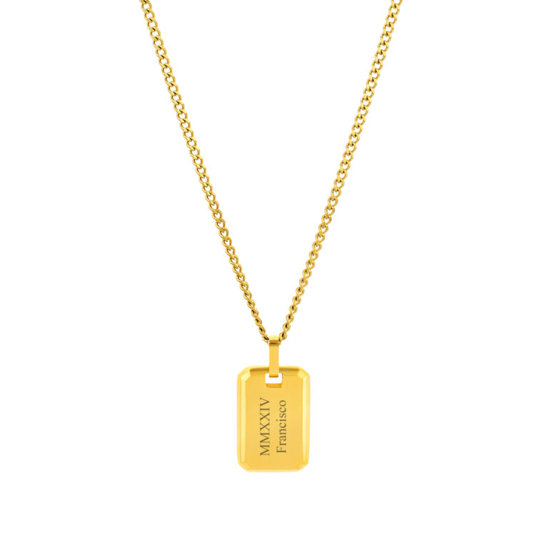 Collar para hombre dorado con placa personalizable Seattle
