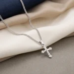 Collar Hombre Plateado Cruz Columbia - Imagen 3