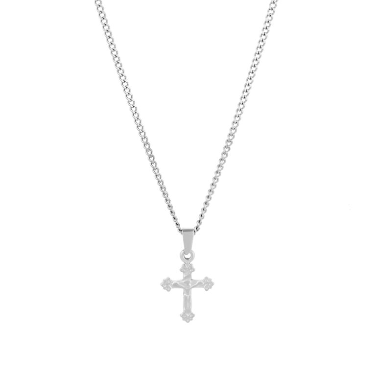 collar para hombre plateado con cruz columbia