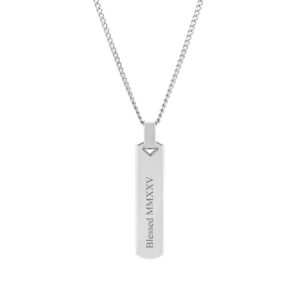 collar para hombre plateado con placa personalizable