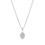 collar para hombre-plateado-con medalla-con-cruz
