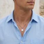 Collar Hombre Plateado Medalla Cruz - Imagen 8