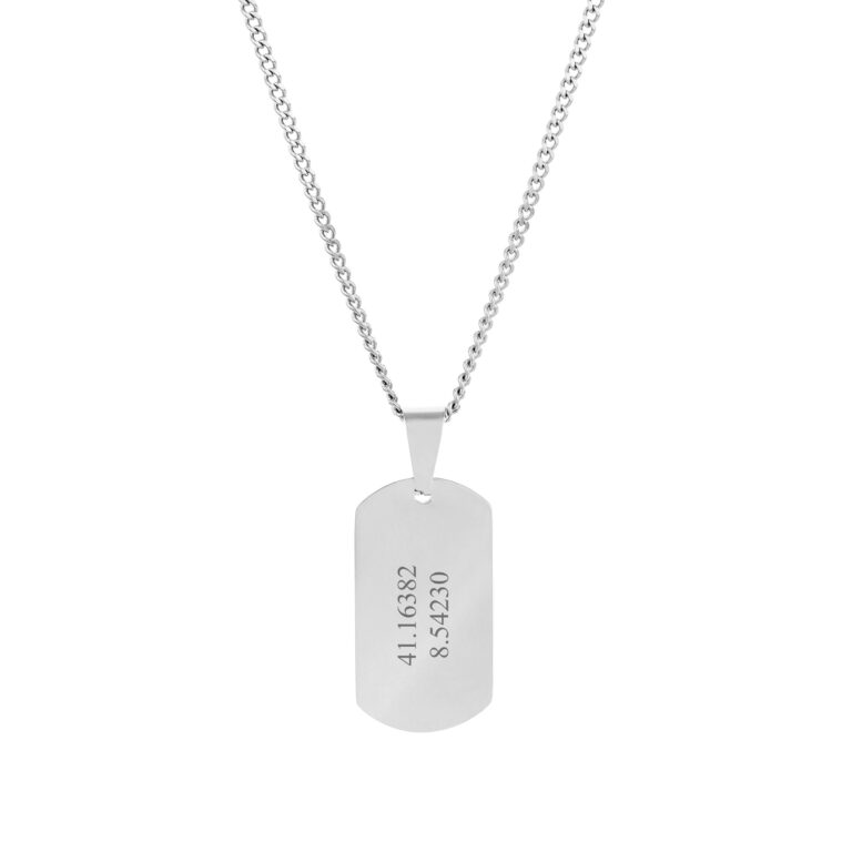 collar para hombre plateado con placa personalizable Troop