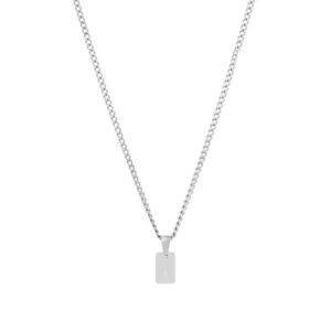 collar para mujer plateado en acero inoxidable con medalla inicial