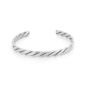 pulsera en acero inoxidable plateada para mujer modelo flora
