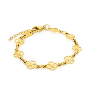 pulsera com treboles para mujer en acero inoxidable dorado