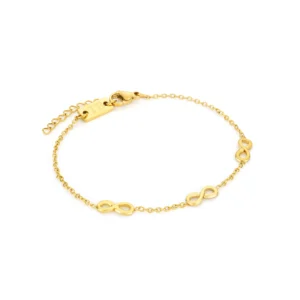pulsera con infinitos para mujer en acero inoxidable dorado