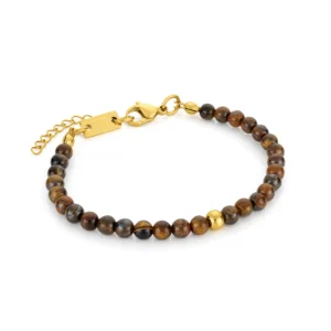 pulsera sylvie para mujer en acero inoxidable doreado y piedras naturales