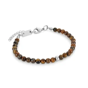 pulsera sylvie en acero inoxidable plateado y piedrs naturales para mujer