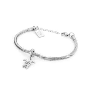 pulsera con colgante tortuga para mujer en acero inoxidable